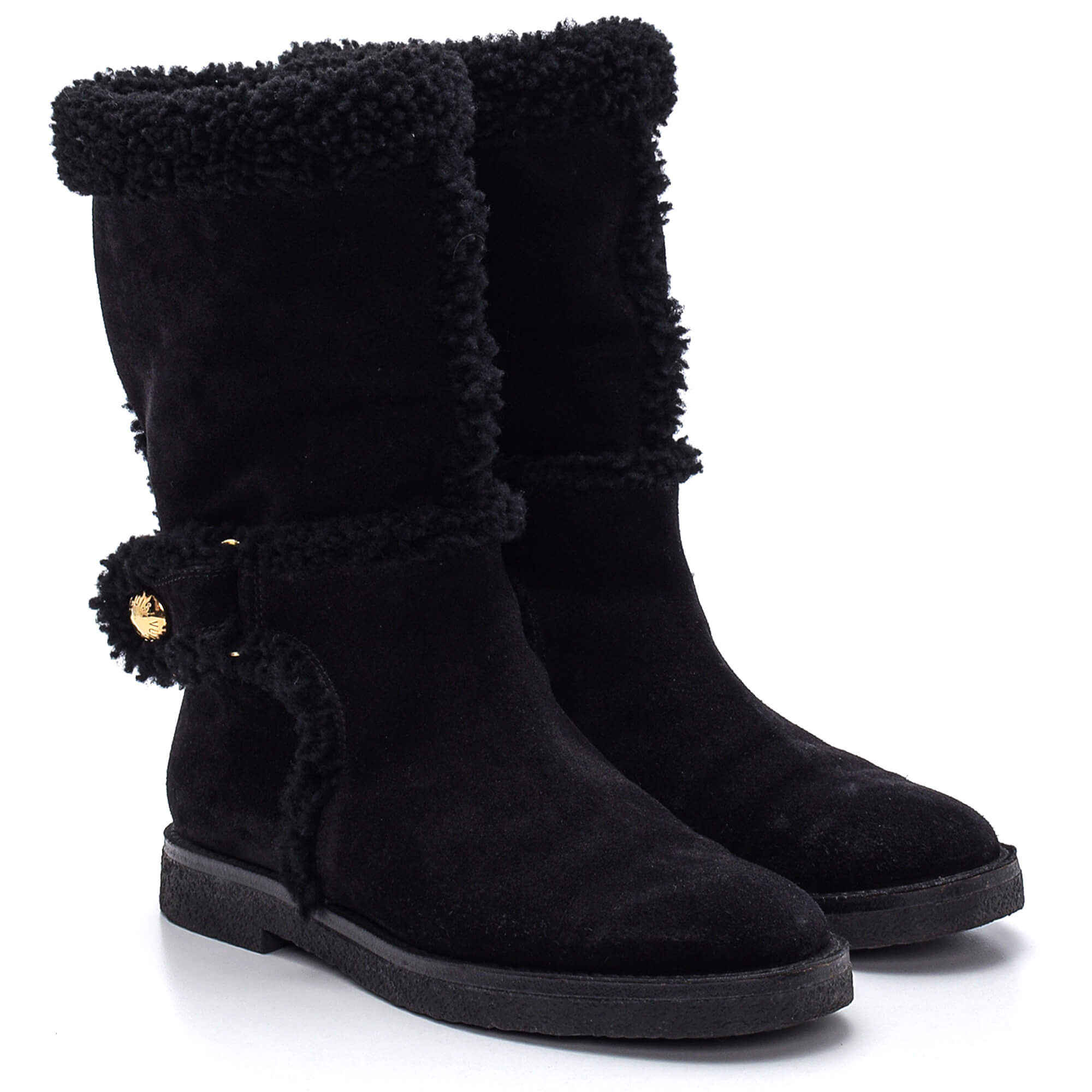 Louis Vuitton - Black Suede and Shearling Snow Boots